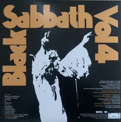 Ozzy Osbourne Autographed Black Sabbath Vinyl Volume 4 Album James Spence 49023