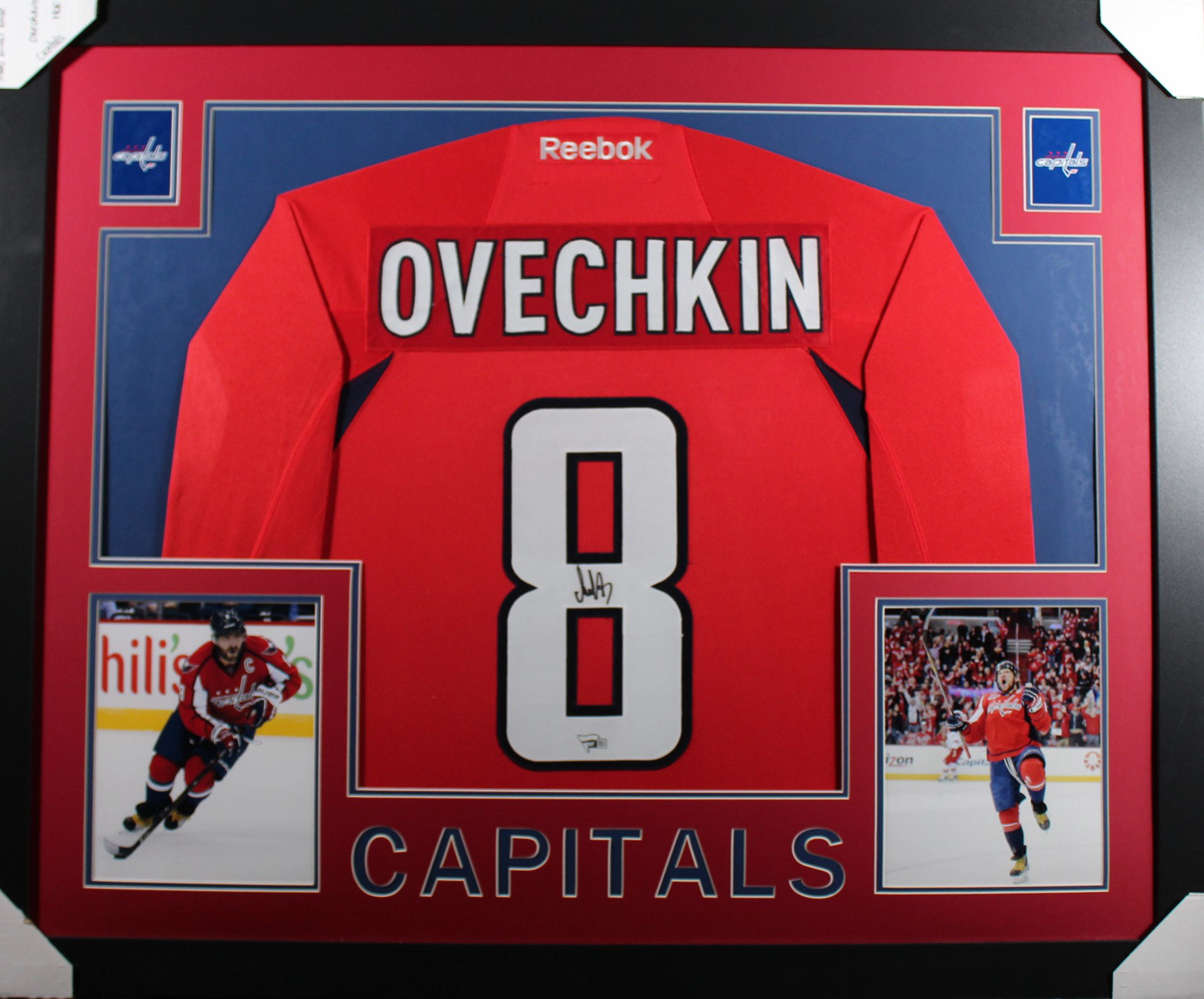 Alex Ovechkin Signed Washington Capitals Reebok Framed Red Jersey FAN