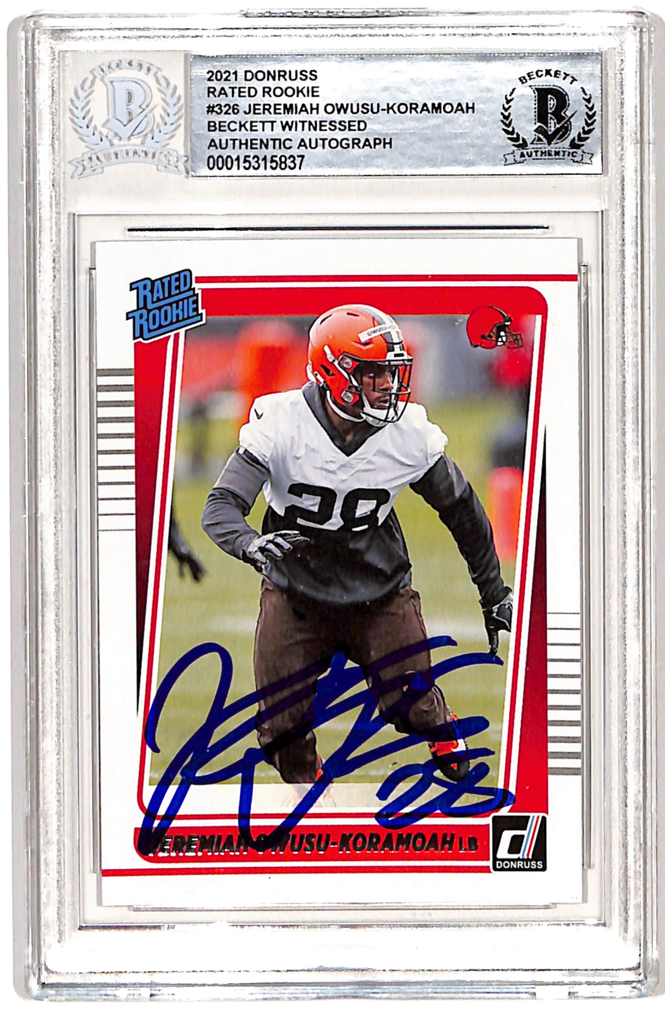 Jeremiah Owusu-Komamoah Signed 2021 Panini Donruss #326 Beckett 