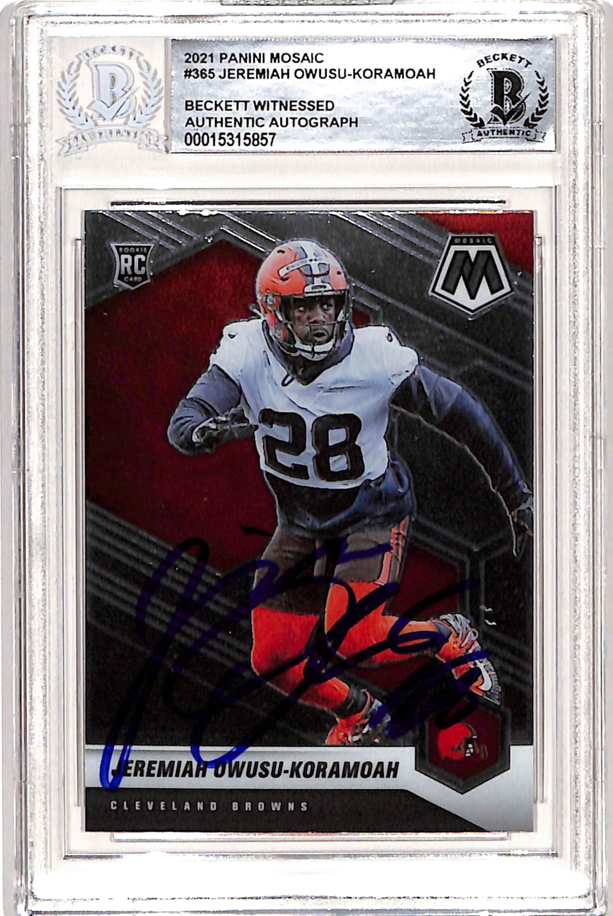 Jeremiah Owusu-Komamoah Signed 2021 Panini Mosaic #365 Beckett 
