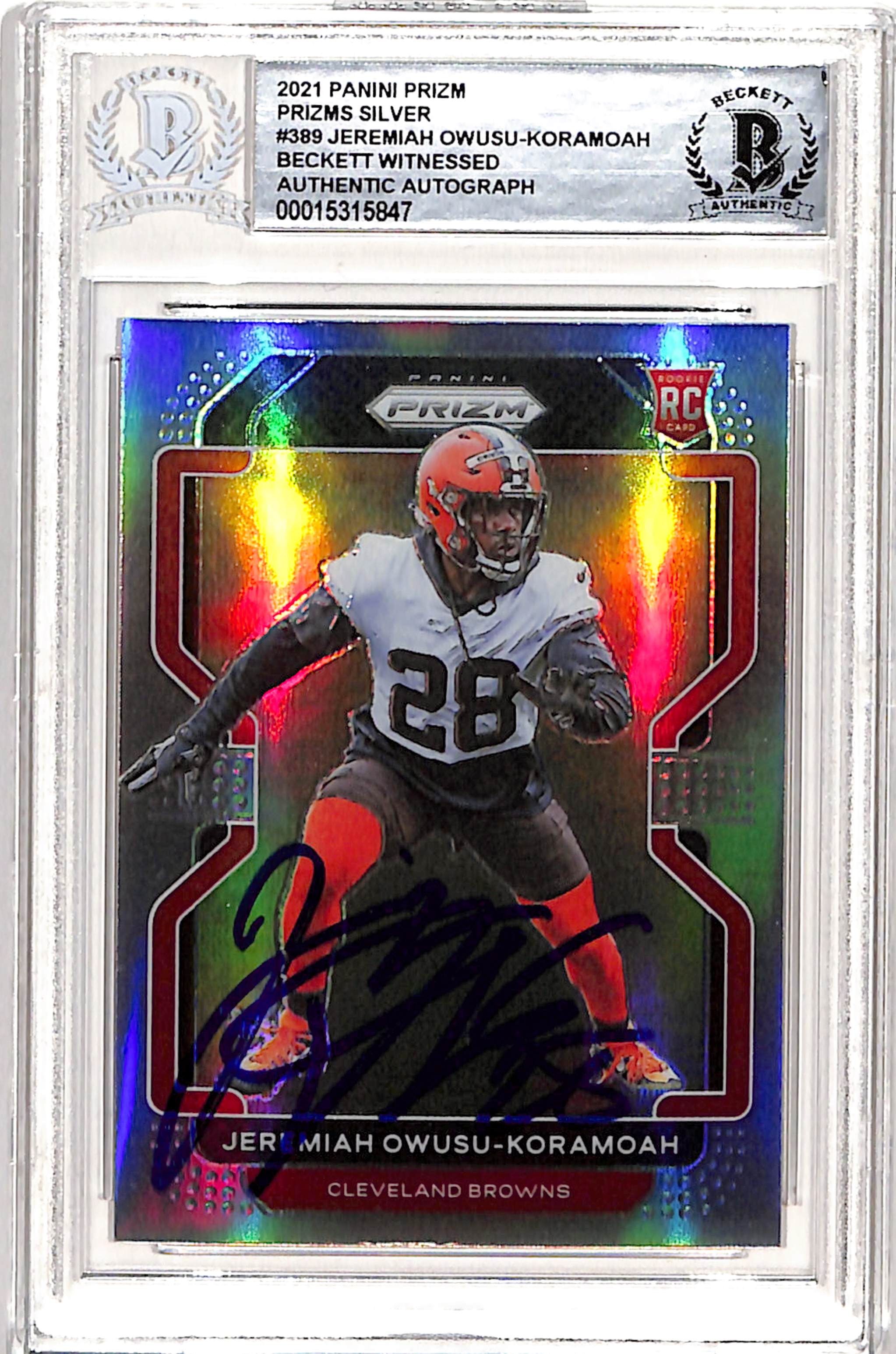 Jeremiah Owusu-Komamoah Signed 2021 Panini Silver #389 Beckett 