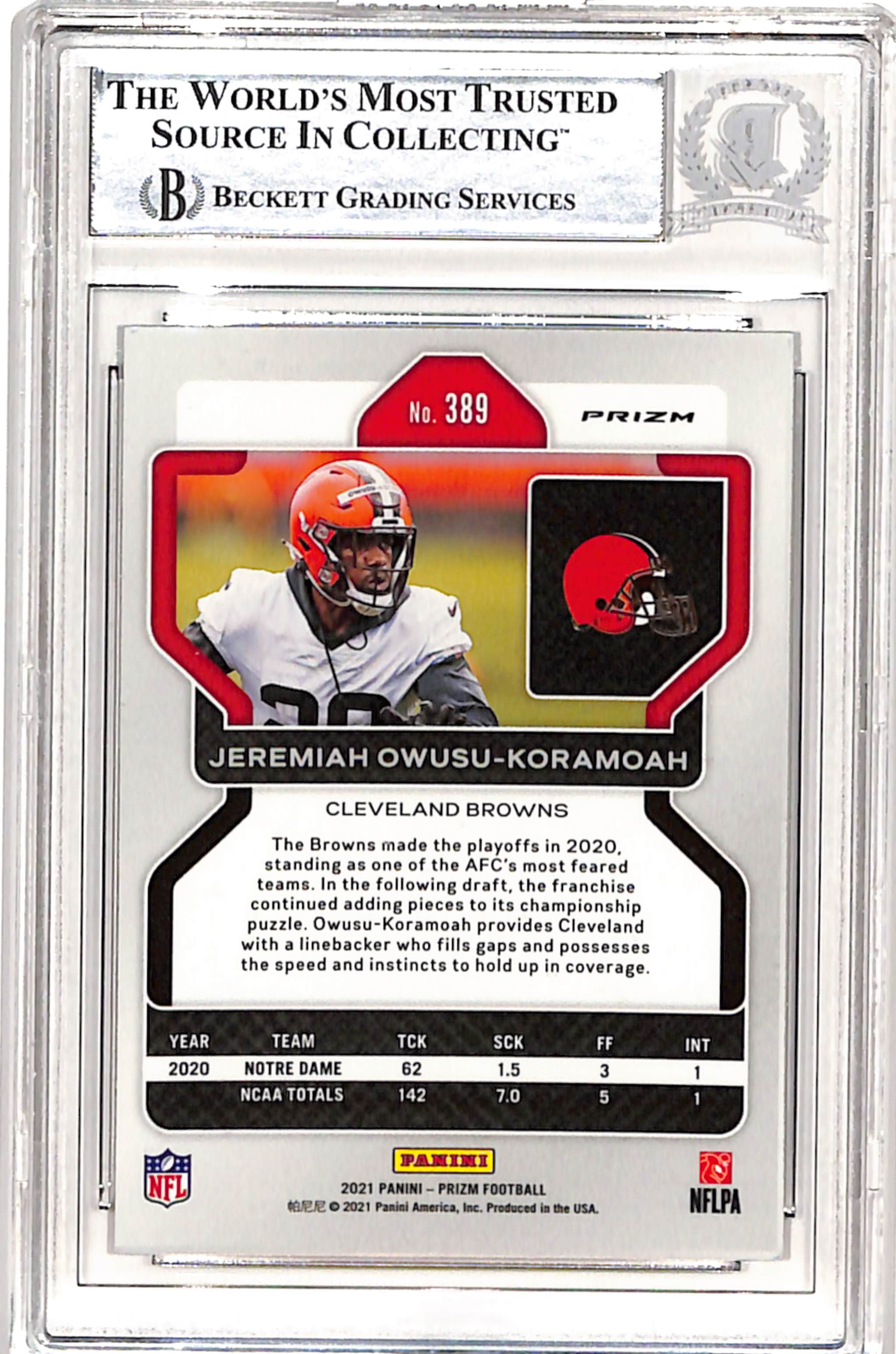 Jeremiah Owusu-Komamoah Signed 2021 Panini Silver #389 Beckett