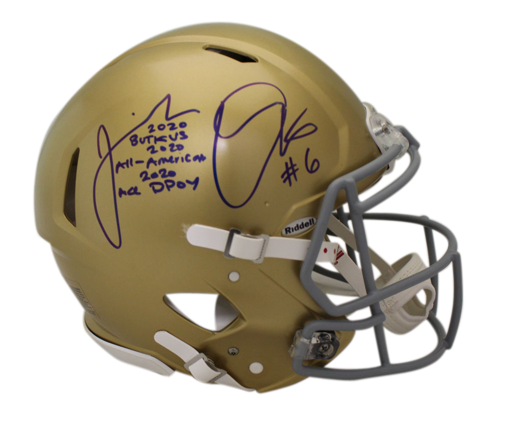 Jeremiah Owusu-Koramoah Signed Notre Dame Authentic Helmet 3 Insc BAS