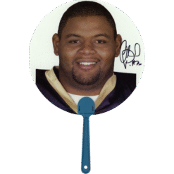 Orlando Pace Autographed/Signed Saint Louis Rams Handheld Fan JSA 55132