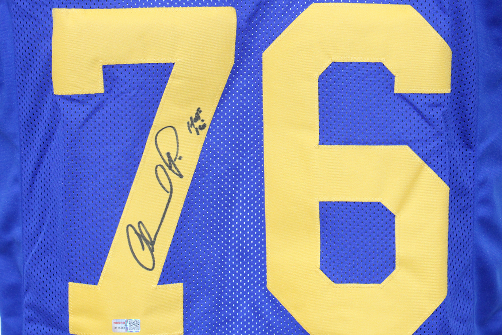 Orlando Pace Autographed/Signed Pro Style Blue XL Jersey Tristar