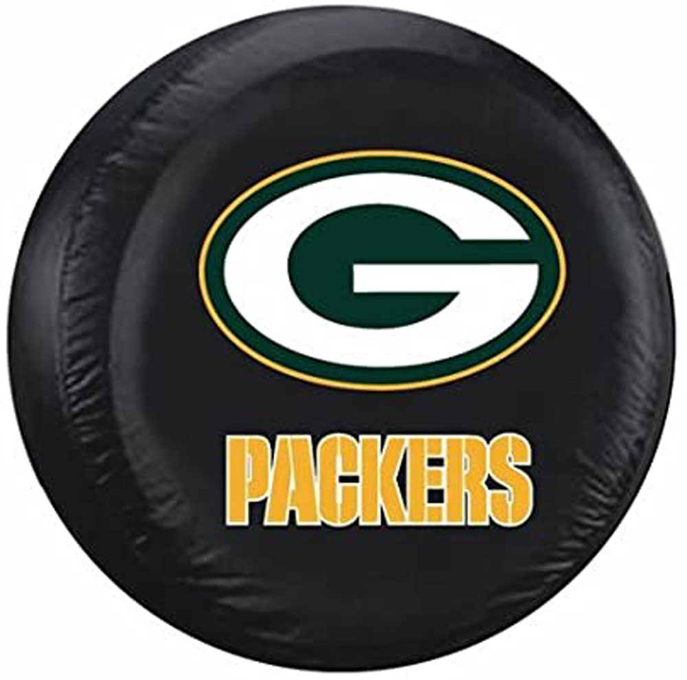 Green Bay Packers Black Tire Cover Universal Fit Tire Vinyl 26663