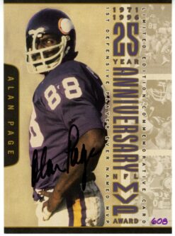Alan Page Signed Minnesota Vikings Biography Card 1st Defensive MVP BAS 56071