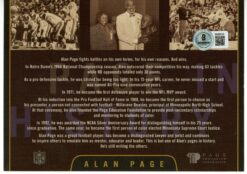 Alan Page Signed Minnesota Vikings Biography Card 1st Defensive MVP BAS 56071