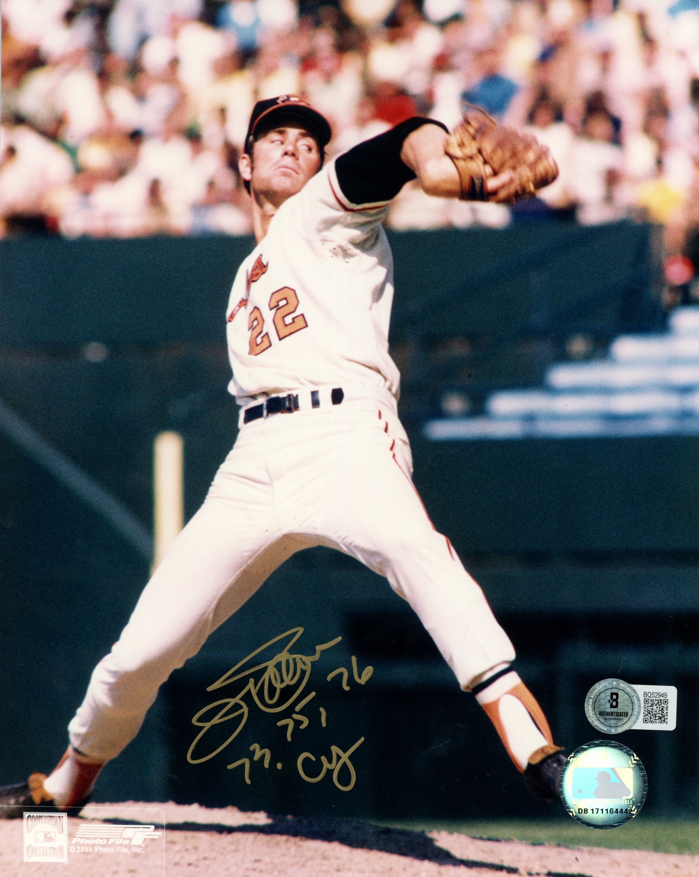 Jim Palmer Autographed Baltimore Orioles 8x10 Photo CY 73 75 76 Beckett 57459