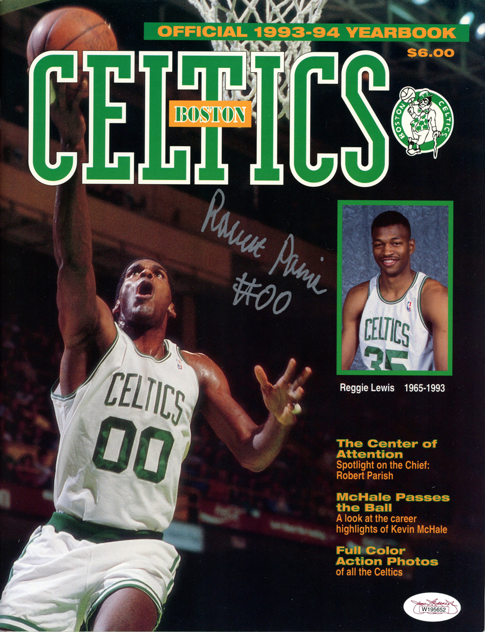 Robert Parish Autographed Boston Celtics 1993 Yearbook Magazine JSA