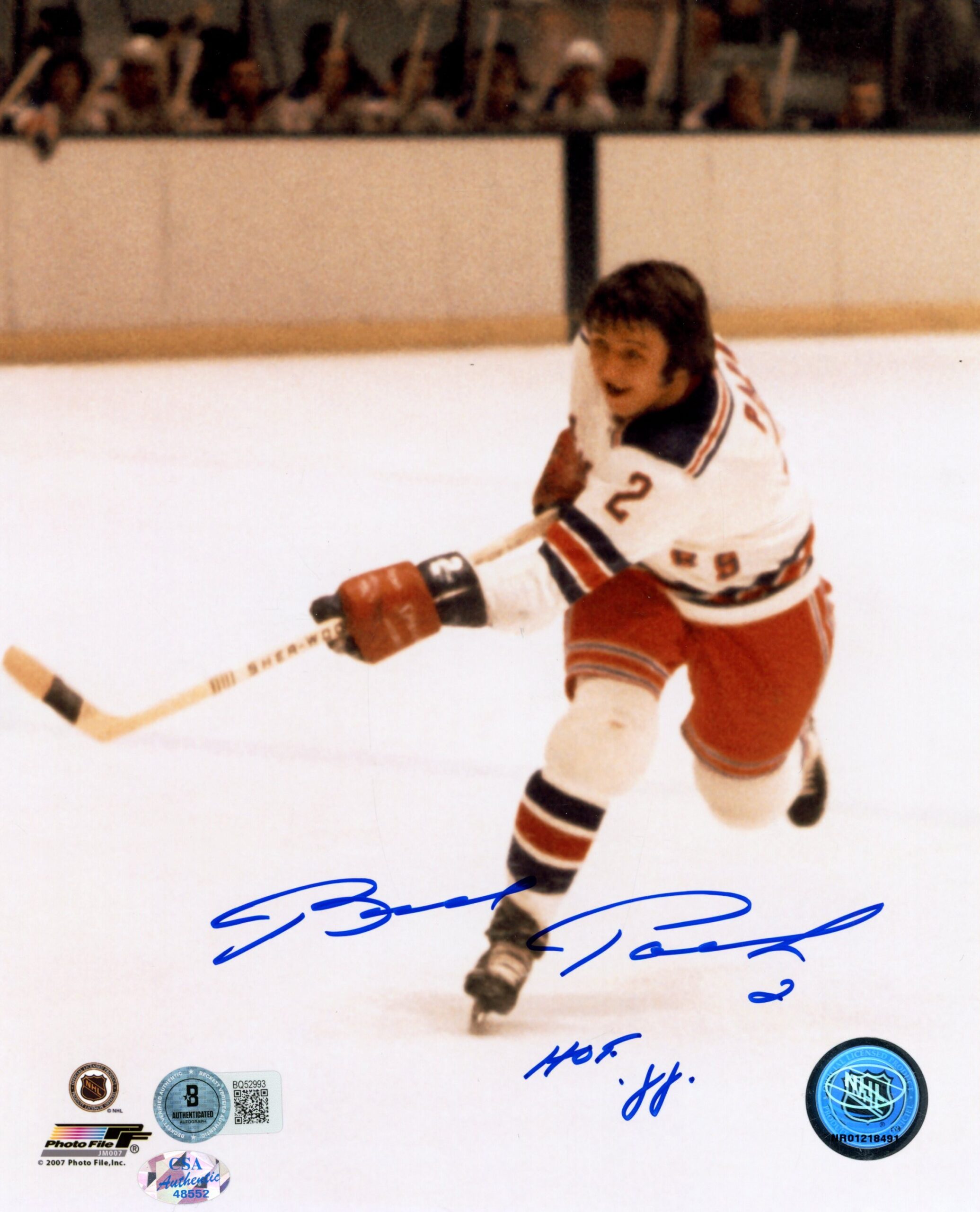 Brad Park Autographed/Signed New York Rangers 8x10 Photo HOF Beckett 57318