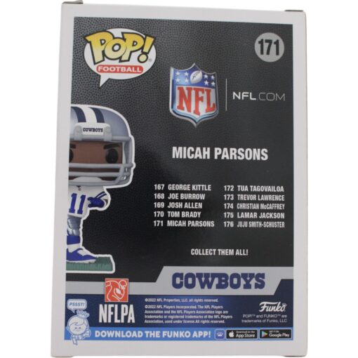 Micah Parsons Autographed/Signed Dallas Cowboys Funko Pop! #171 FAN 46885
