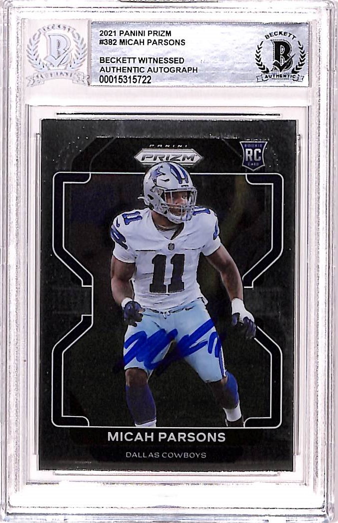 Micah Parsons Autographed 2021 Prizm #382 Trading Card Beckett