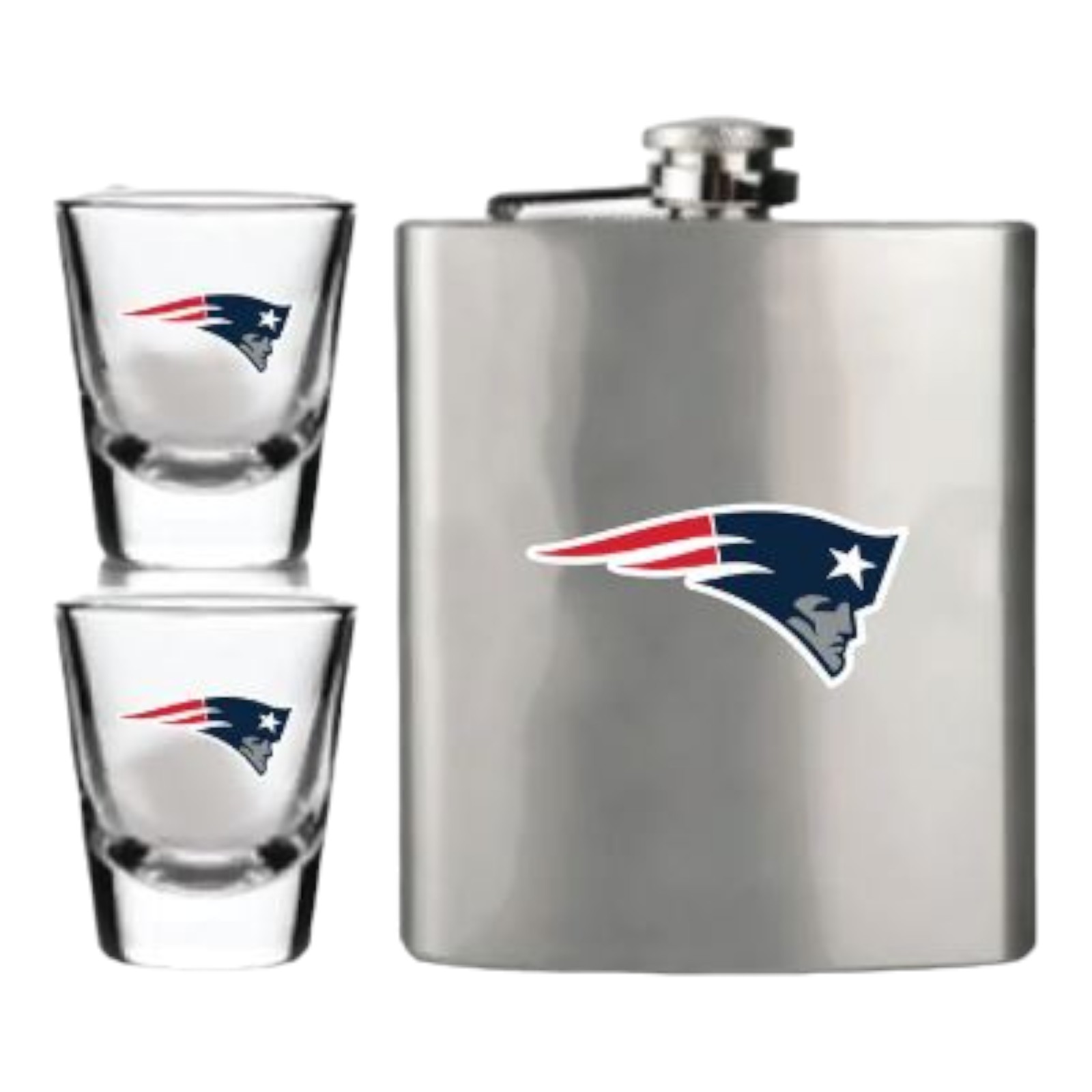 New England Patriots Flask & Shot Glass Set