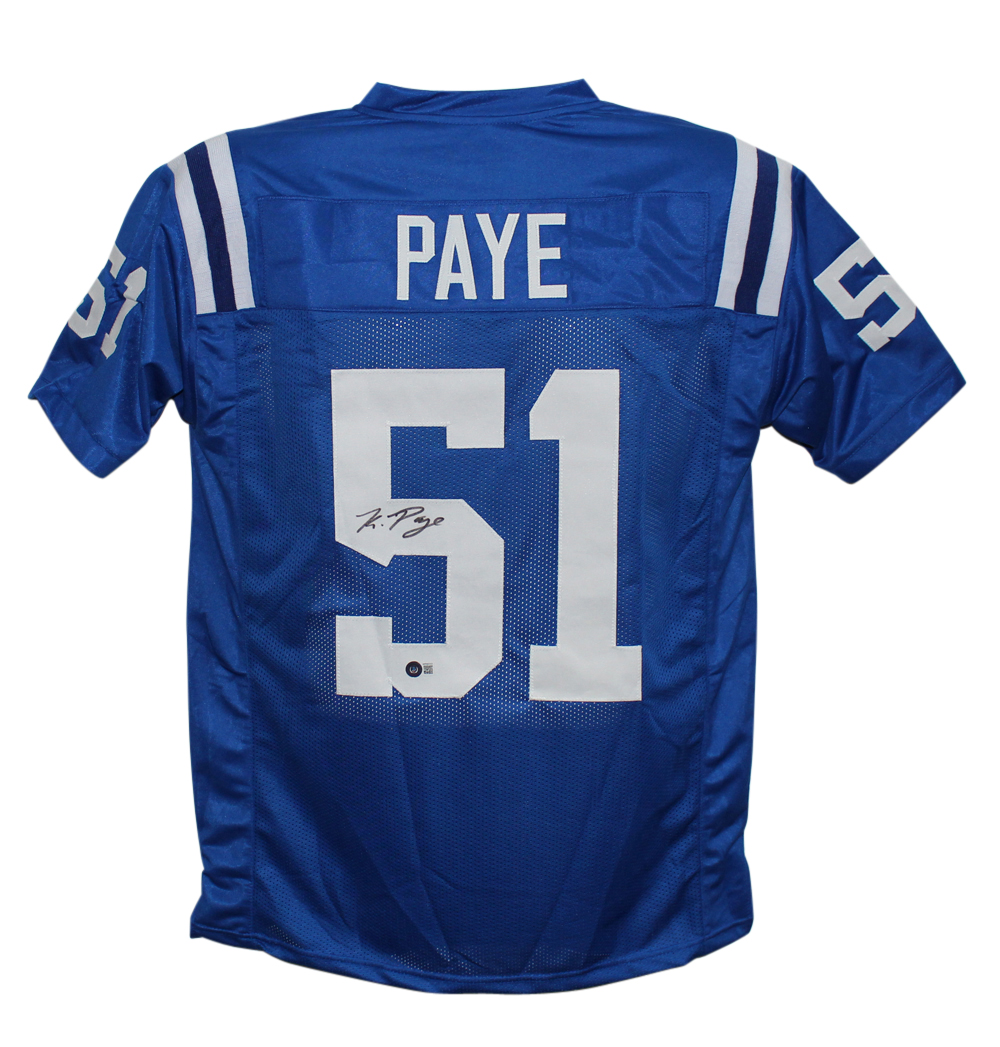 Kwity Paye Autographed/Signed Pro Style Blue XL Jersey Beckett BAS