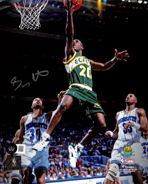 Gary Payton Autographed/Signed Seattle Super Sonics 8x10 Photo BAS