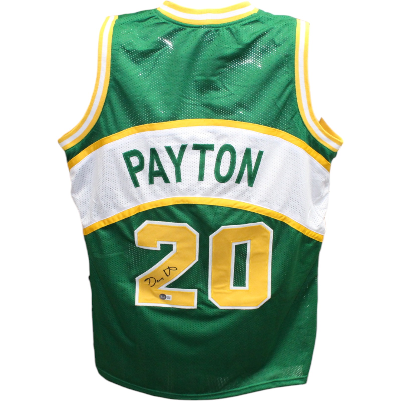 Gary Payton Autographed/Signed Pro Style Green Jersey Beckett