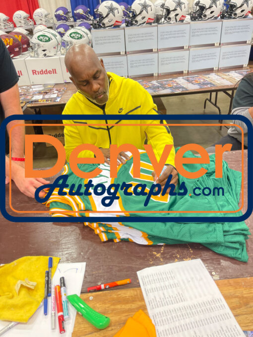 Gary Payton Autographed/Signed Pro Style Green XL Jersey Beckett Witness 49736