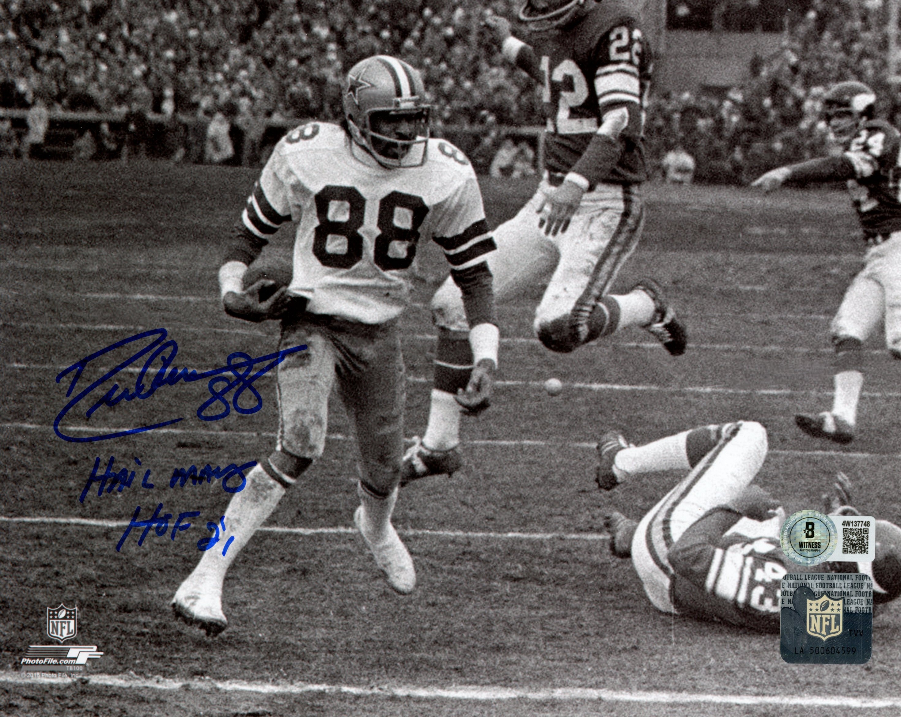 Drew Pearson Autographed/Signed Dallas Cowboys 8x10 Photo Beckett Witness 54711
