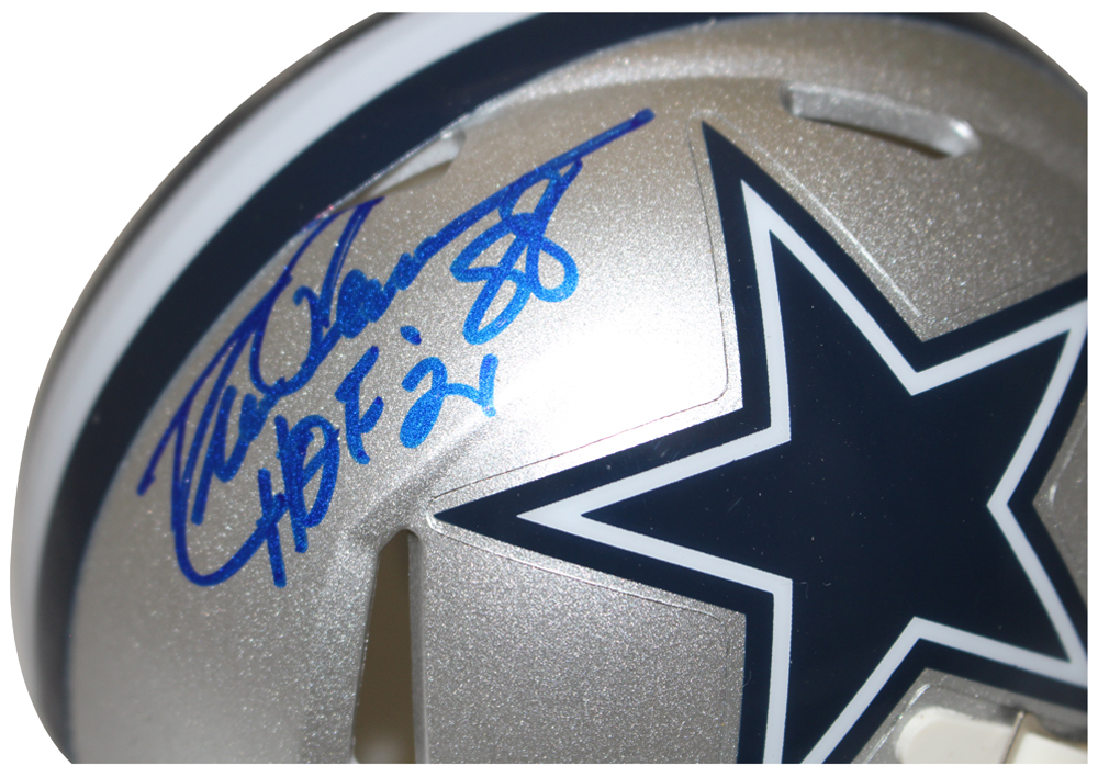 Drew Pearson Autographed Dallas Cowboys Speed Mini Helmet HOF BAS