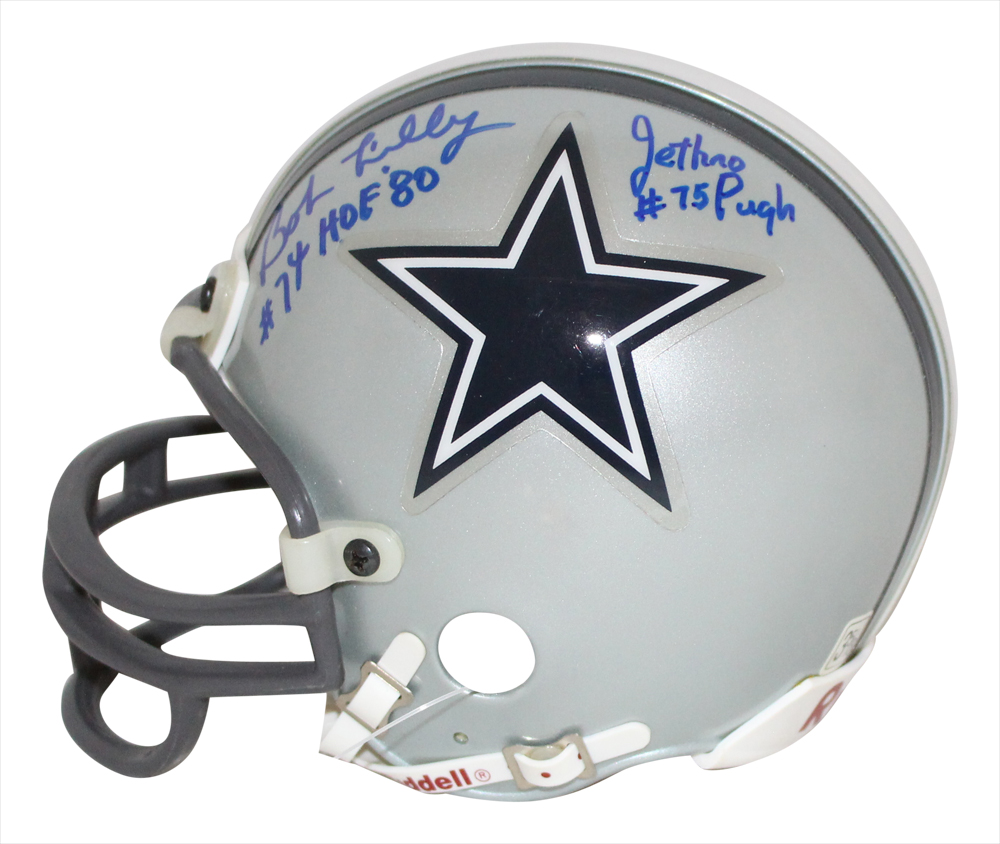 Pearson Lilly & Pugh Autographed Dallas Cowboys Replica Mini Helmet BAS 32943
