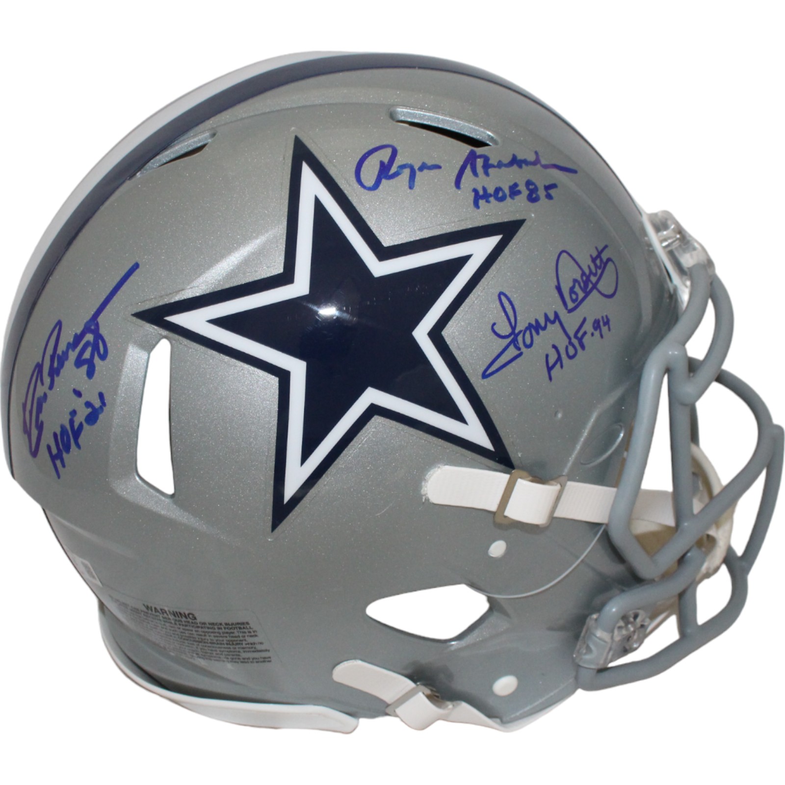 Pearson/Staubach/Dorsett Signed Dallas Cowboys Pro Helmet HOF Beckett