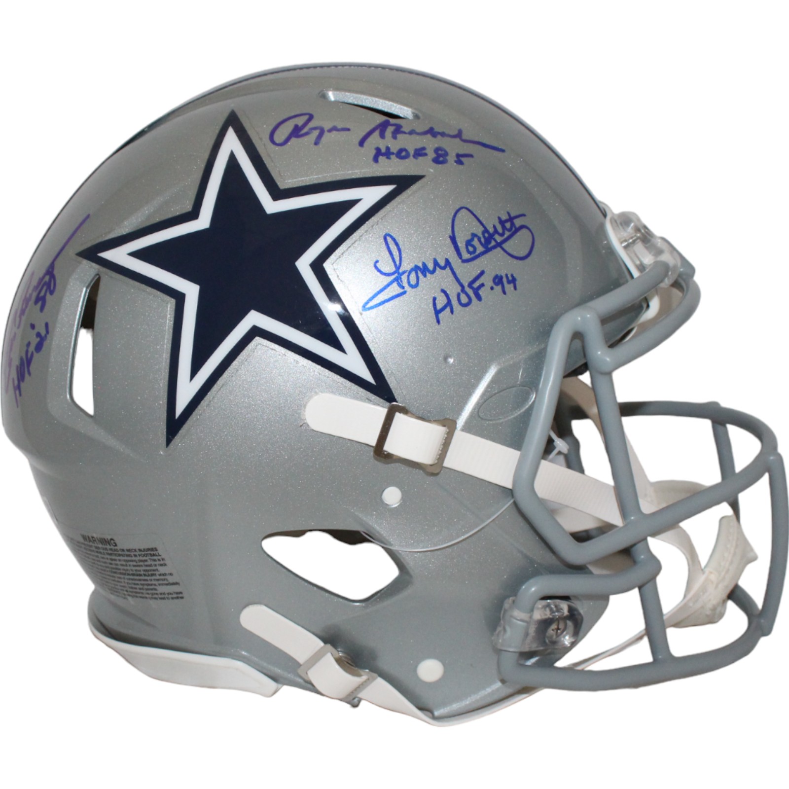 Pearson/Staubach/Dorsett Signed Dallas Cowboys Pro Helmet HOF Beckett