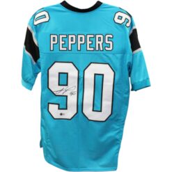 Julius Peppers Autographed/Signed Pro Style Blue Jersey Beckett 47531