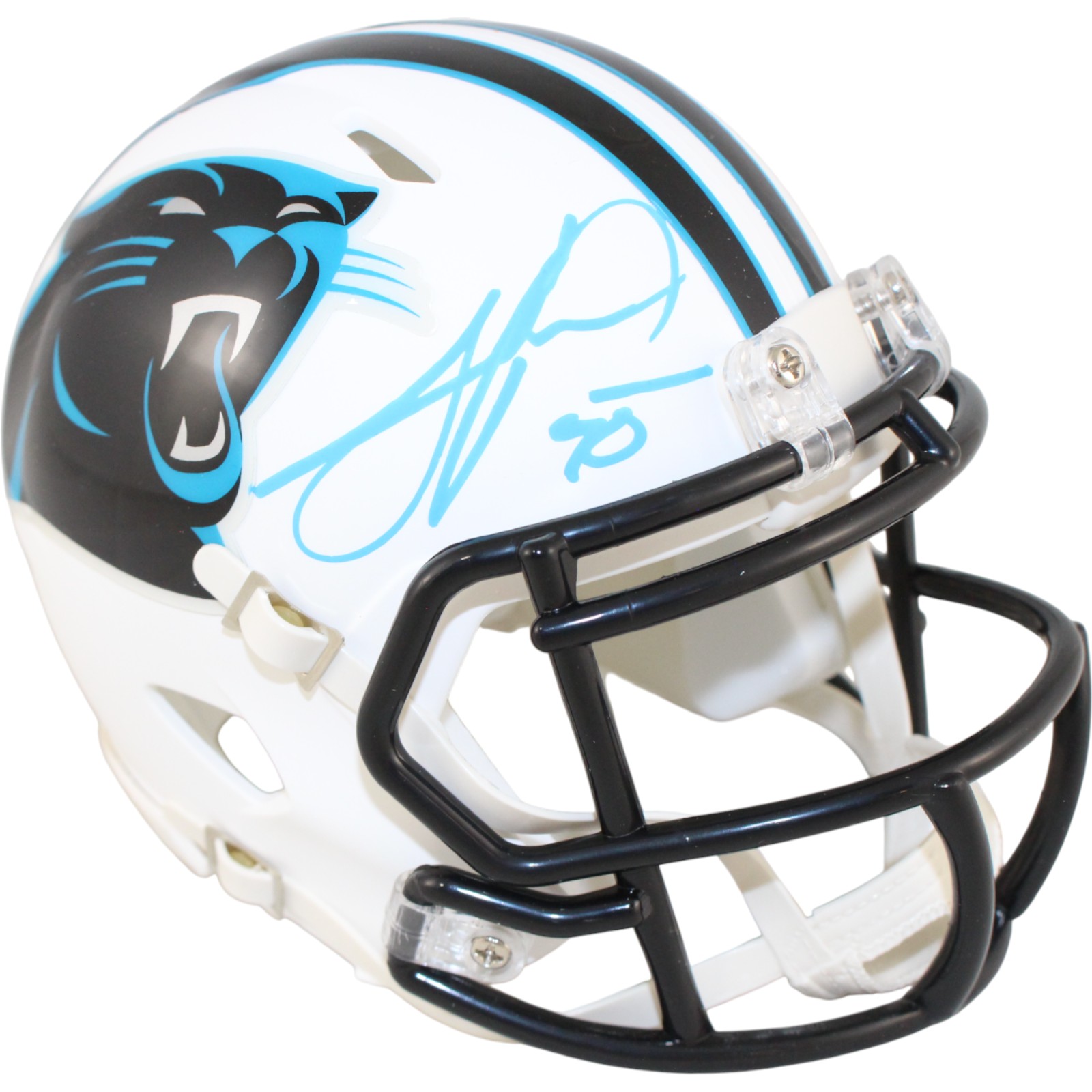Julius Peppers Autographed Carolina Panthers White Mini Helmet Beckett WIT 51763