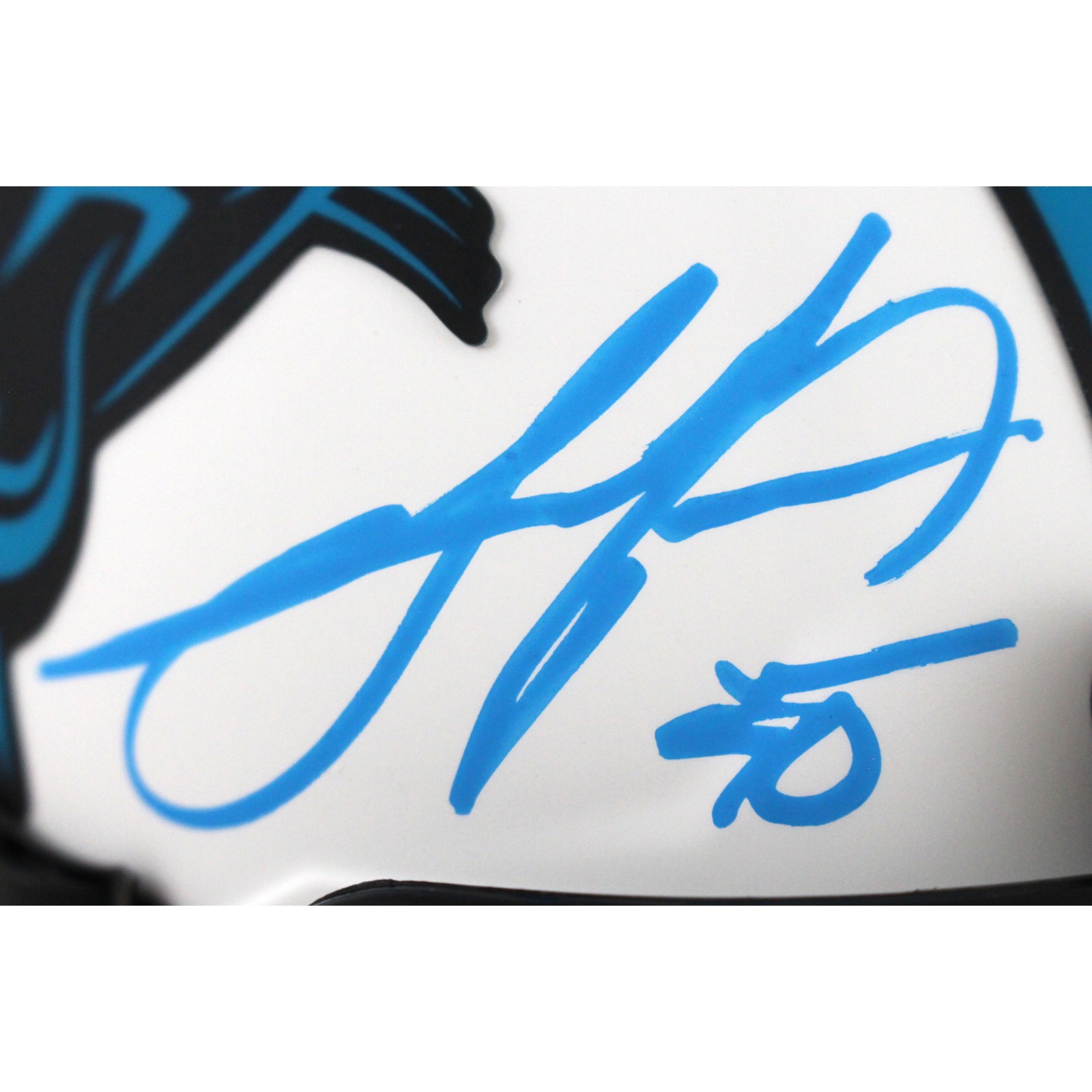 Julius Peppers Autographed Carolina Panthers Lunar Mini Helmet Beckett WIT 51769 3 Julius Peppers Autographed Carolina Panthers Lunar Mini Helmet Beckett WIT 51769