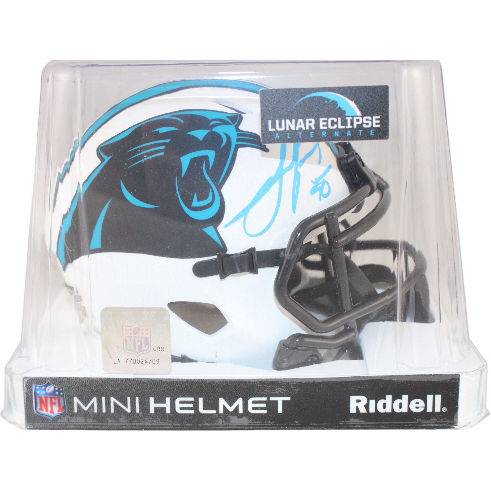 Julius Peppers Autographed Carolina Panthers Lunar Mini Helmet Beckett WIT 51769 5 Julius Peppers Autographed Carolina Panthers Lunar Mini Helmet Beckett WIT 51769