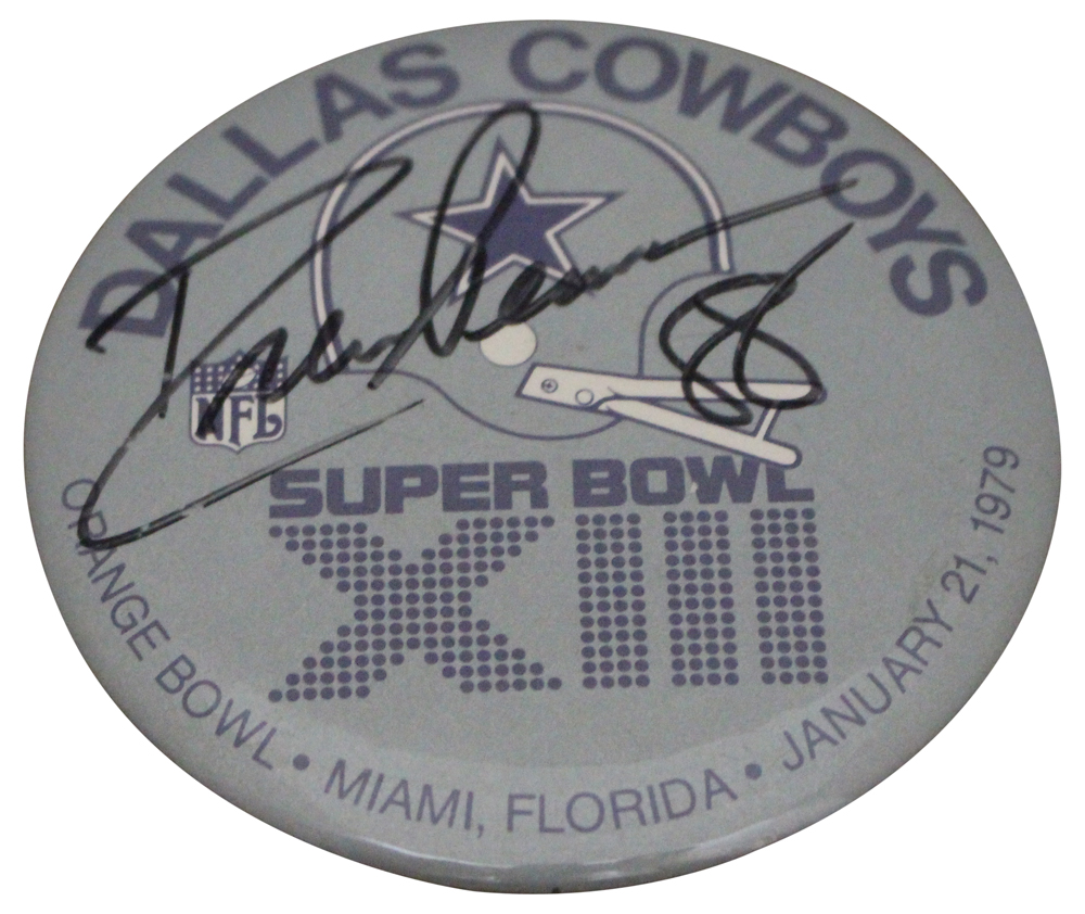 Drew Pearson Autographed Dallas Cowboys Super Bowl XIII Button Pin 32169