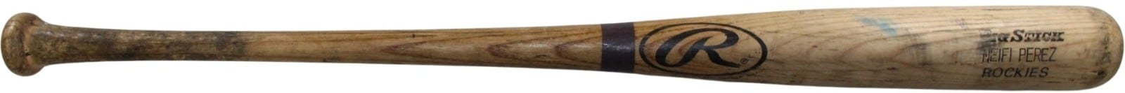 Neifi Perez Colorado Rockies Game Used Blonde Rawlings Baseball Bat 57269 2 Neifi Perez Colorado Rockies Game Used Blonde Rawlings Baseball Bat 57269