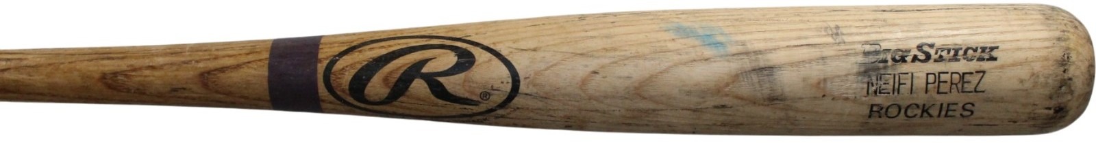 Neifi Perez Colorado Rockies Game Used Blonde Rawlings Baseball Bat 57269 3 Neifi Perez Colorado Rockies Game Used Blonde Rawlings Baseball Bat 57269