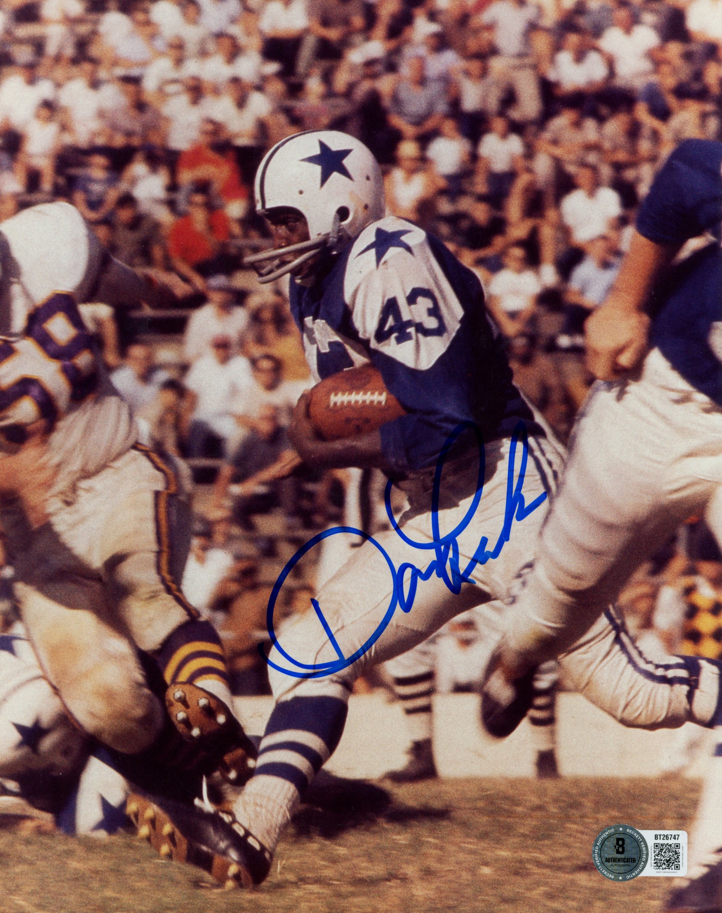 Don Perkins Autographed Dallas Cowboys 8x10 Photo Run vs Vikings Beckett 56820