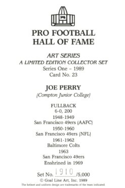 Joe Perry San Francisco 49ers Goal Line Art Card Series 1 No. 23 LE /5000 58135