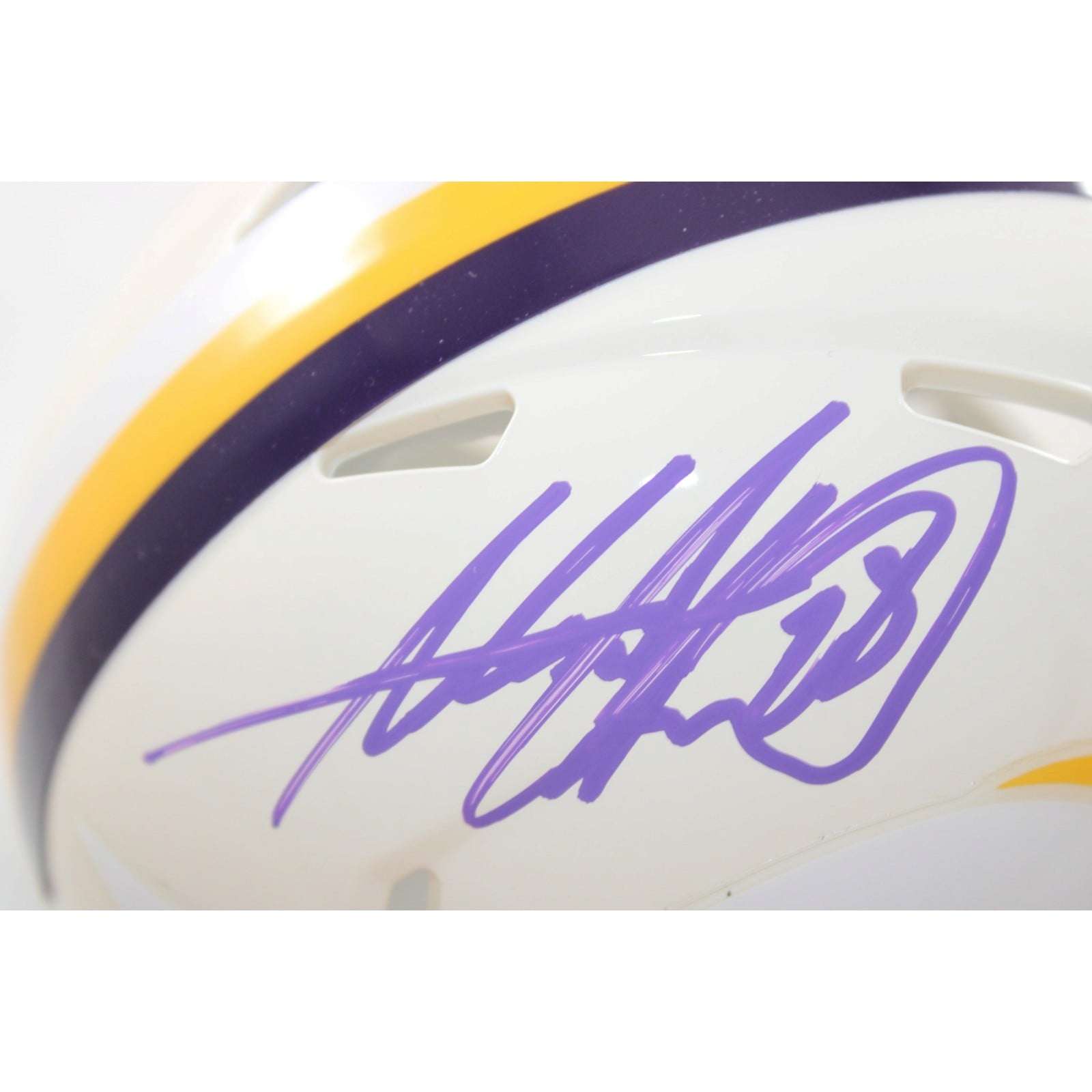 Adrian Peterson Signed Minnesota Vikings Helmet Mini Retro Becket Witness 58808 4 Adrian Peterson Signed Minnesota Vikings Helmet Mini Retro Becket Witness 58808