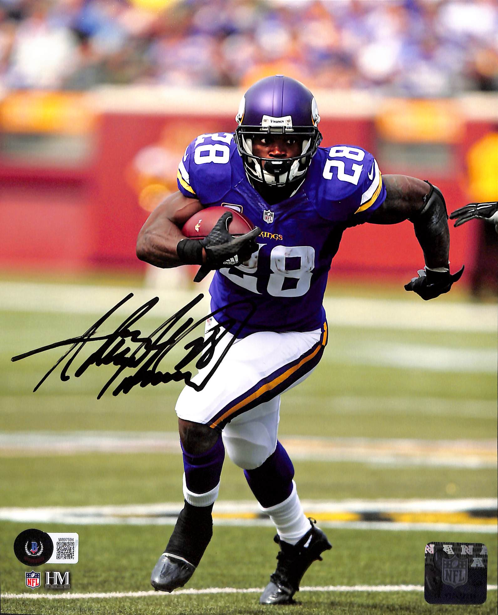 Adrian Peterson Autographed Minnesota Vikings 8x10 Photo Beckett 