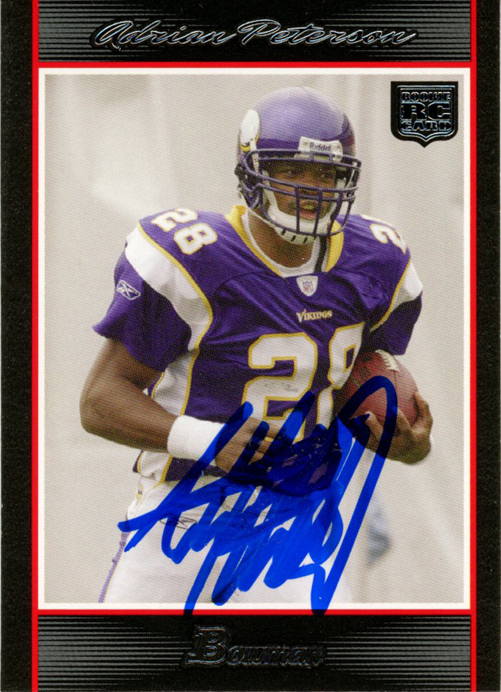 Adrian Peterson Autographed 2007 Bowman #126 Trading Card Beckett