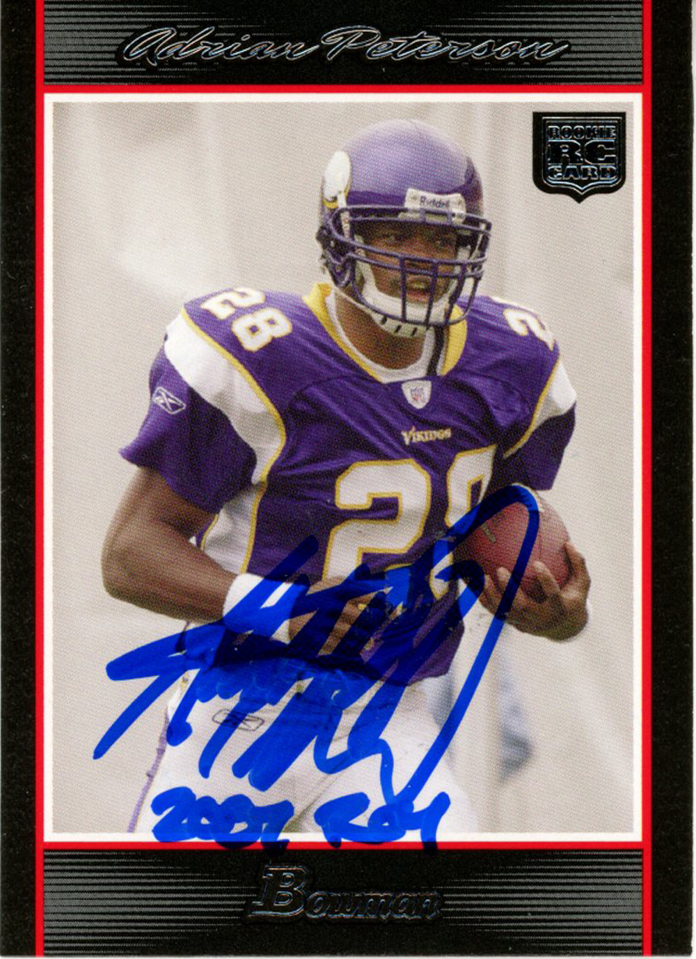 Adrian Peterson Autographed 2007 Bowman #126 Trading Card ROY Beckett