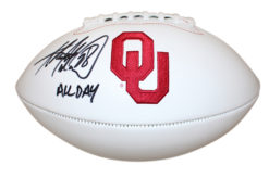 Adrian Peterson Signed Oklahoma Sooners Logo Football All Day Beckett