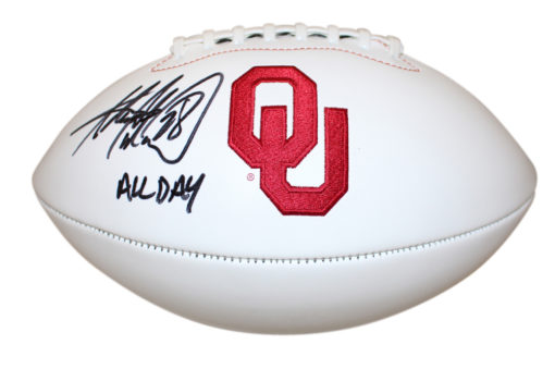 Adrian Peterson Signed Oklahoma Sooners Logo Football All Day Beckett