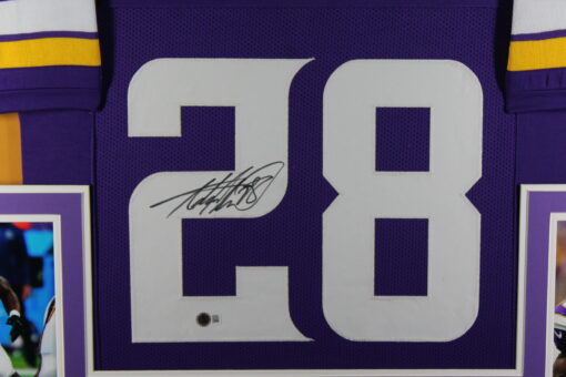Adrian Peterson Autographed/Signed Pro Style Purple Framed Jersey BAS 44605
