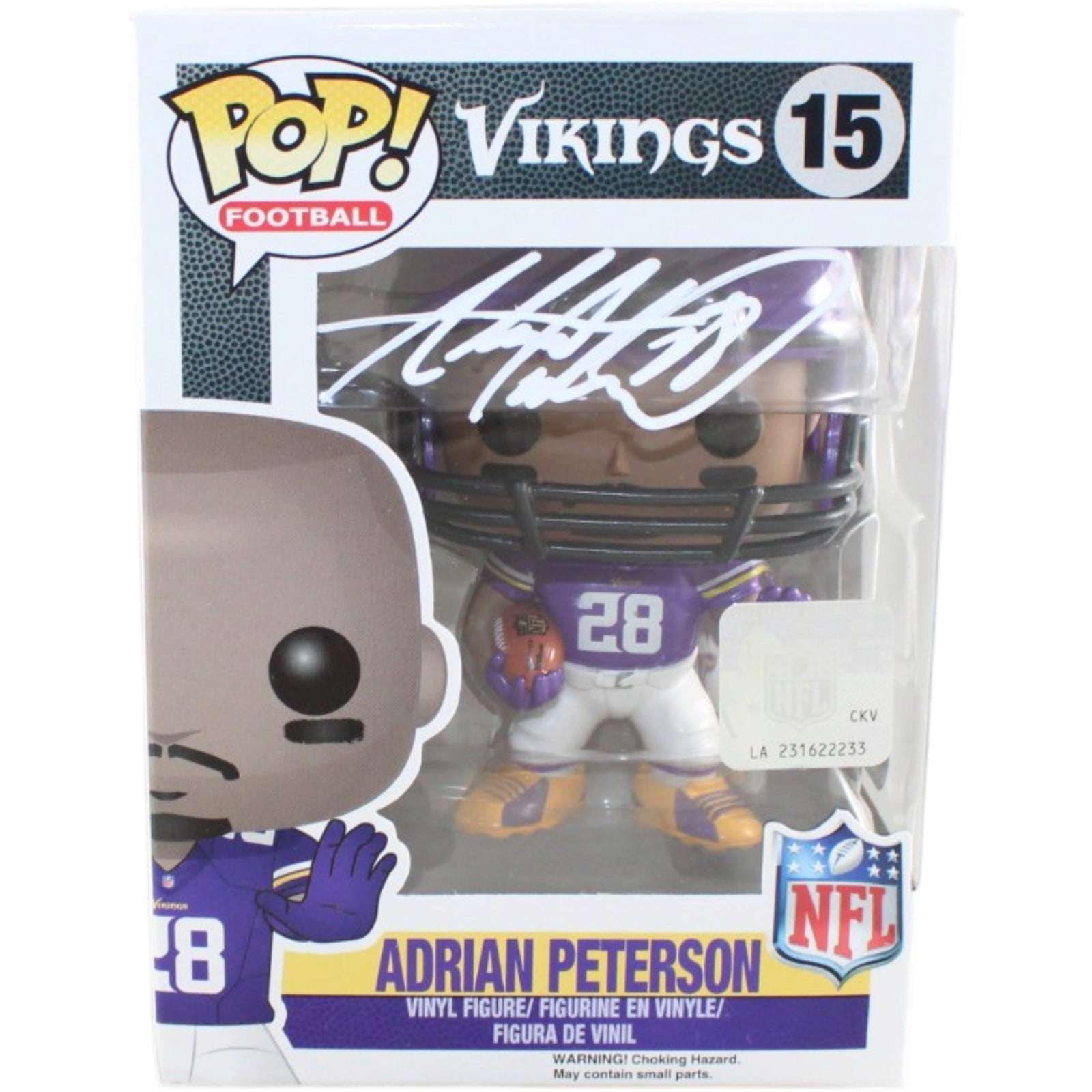 Adrian Peterson Autographed Minnesota Vikings Funko #15 Becket Witness 58838