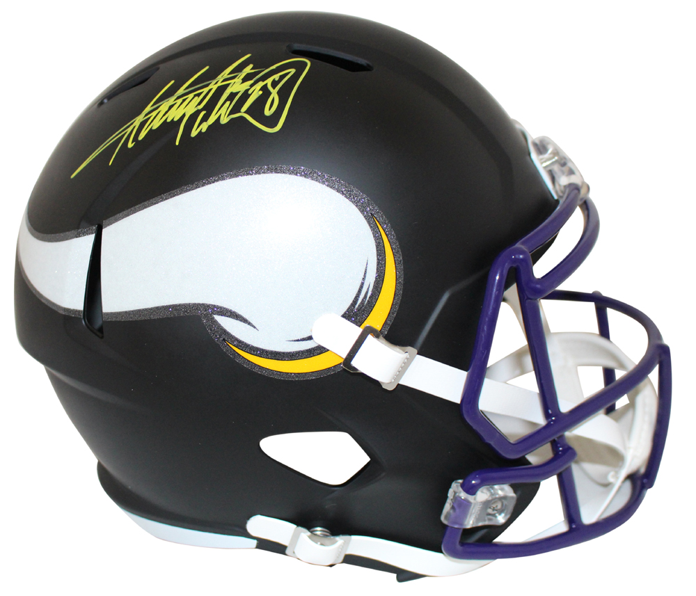 Adrian Peterson Autographed Minnesota Vikings Black Matte Helmet BAS 27749