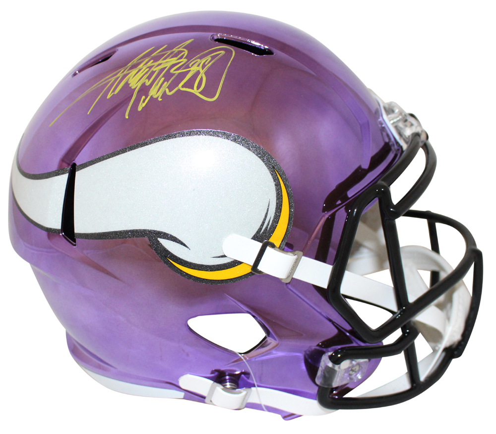 Adrian Peterson Autographed Minnesota Vikings Chrome Helmet BAS 27748