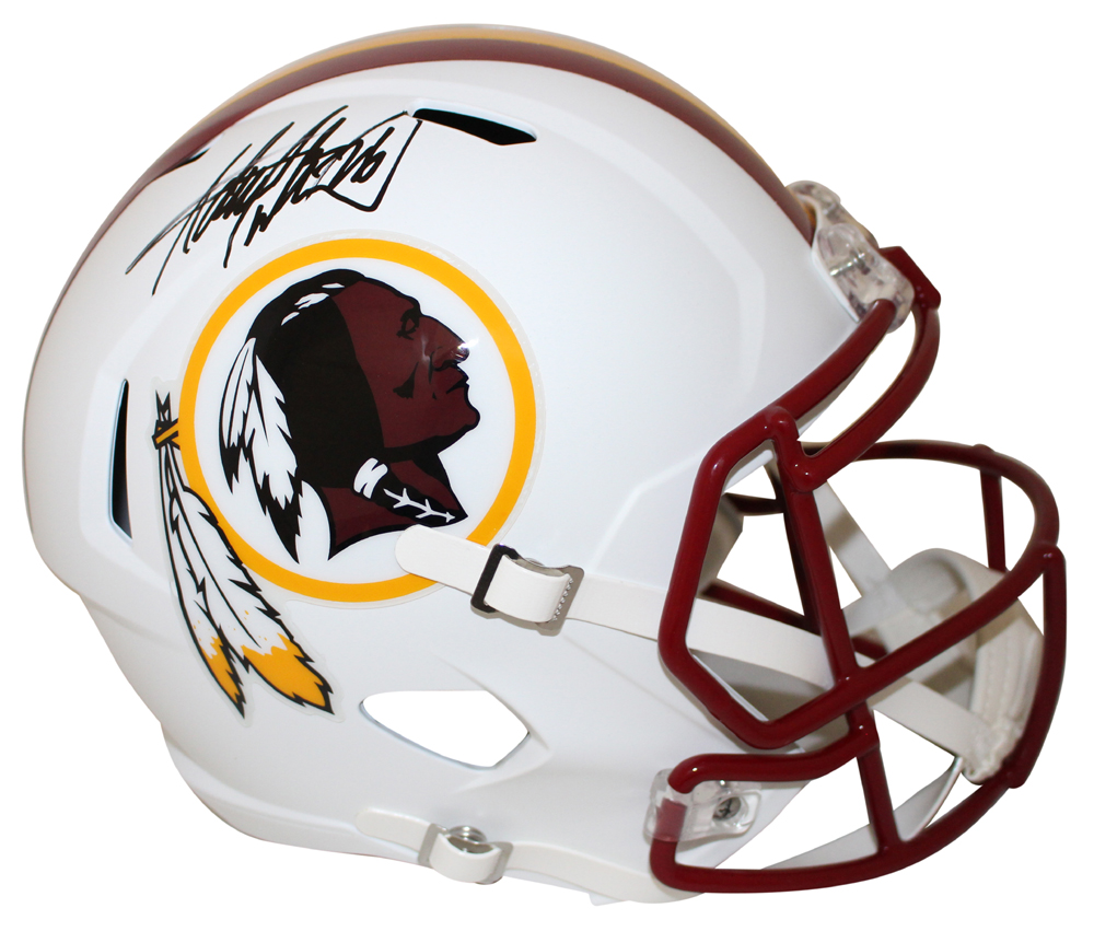 Adrian Peterson Autographed Washington Redskins Flat White Helmet BAS 27753