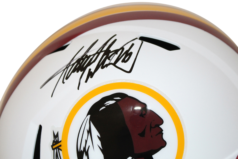 Adrian Peterson Autographed Washington Redskins Flat White Helmet BAS 27753