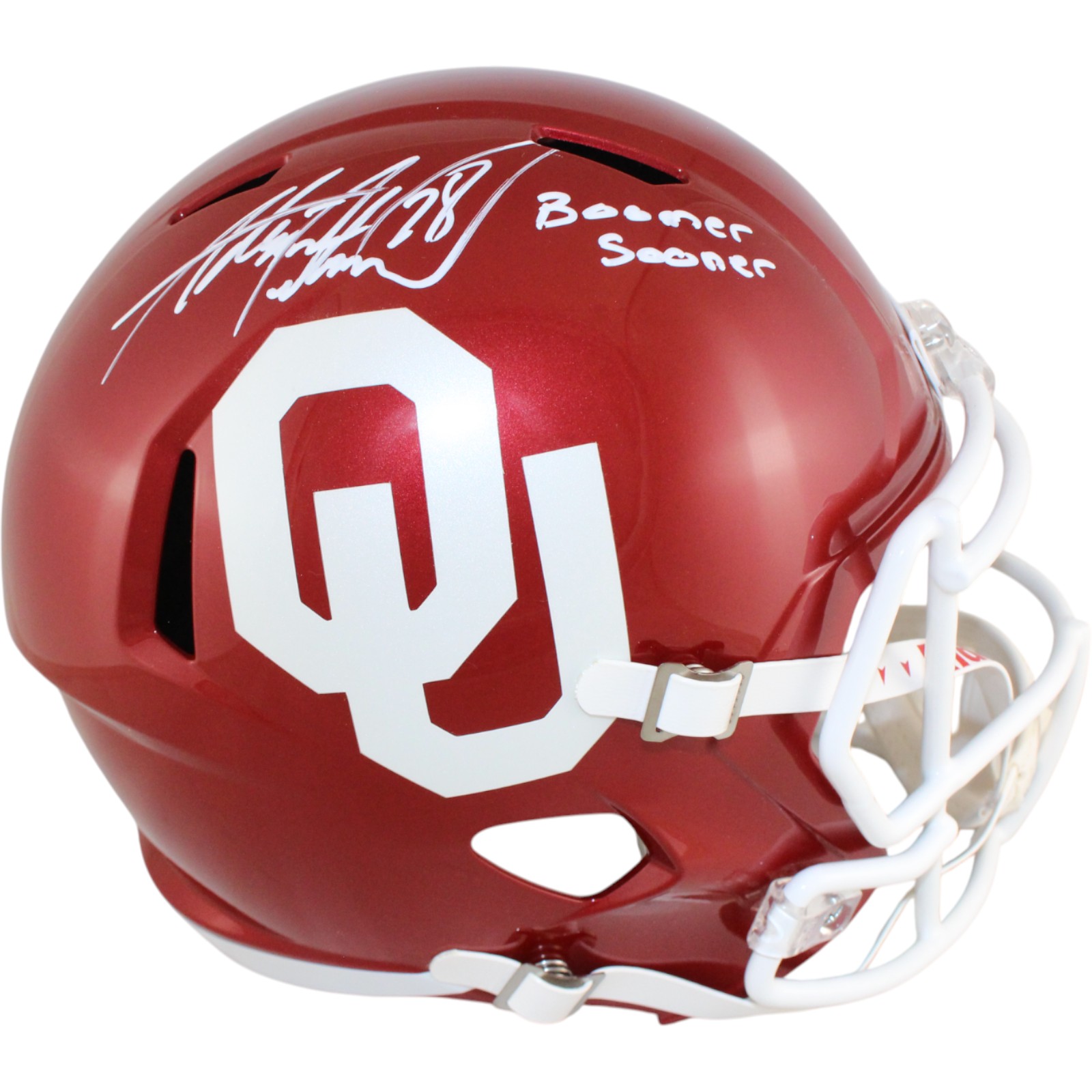 Adrian Peterson Signed Oklahoma Sooners F/S Helmet Boomer Sooner Beckett 51801 1 Adrian Peterson Signed Oklahoma Sooners F/S Helmet Boomer Sooner Beckett 51801