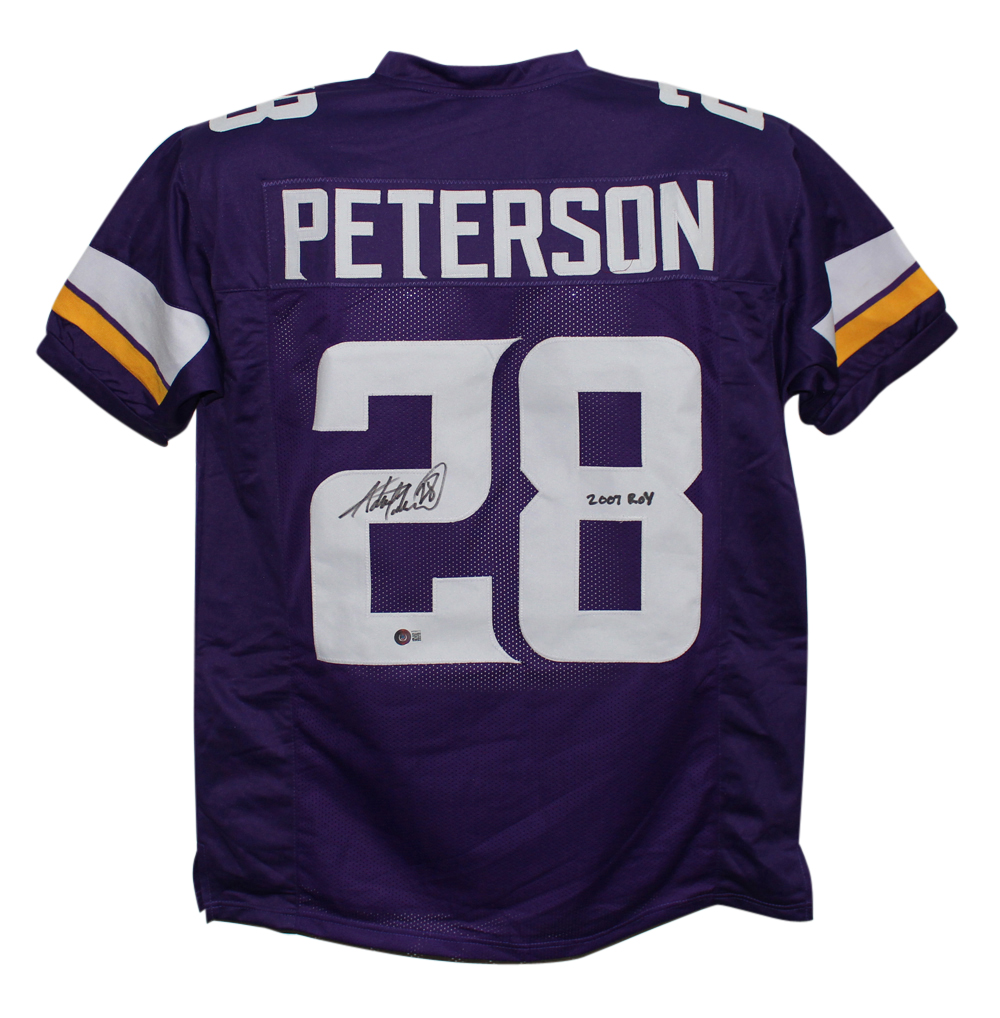 Adrian Peterson Autographed Pro Style Purple XL Jersey 2007 ROY BAS